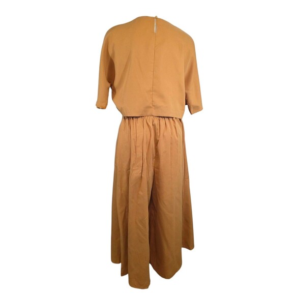 Zanzea Top And Pants Set Womans Large Mustard Yellow Ultra Wide Leg Stretch NWT - Picture 3 of 14